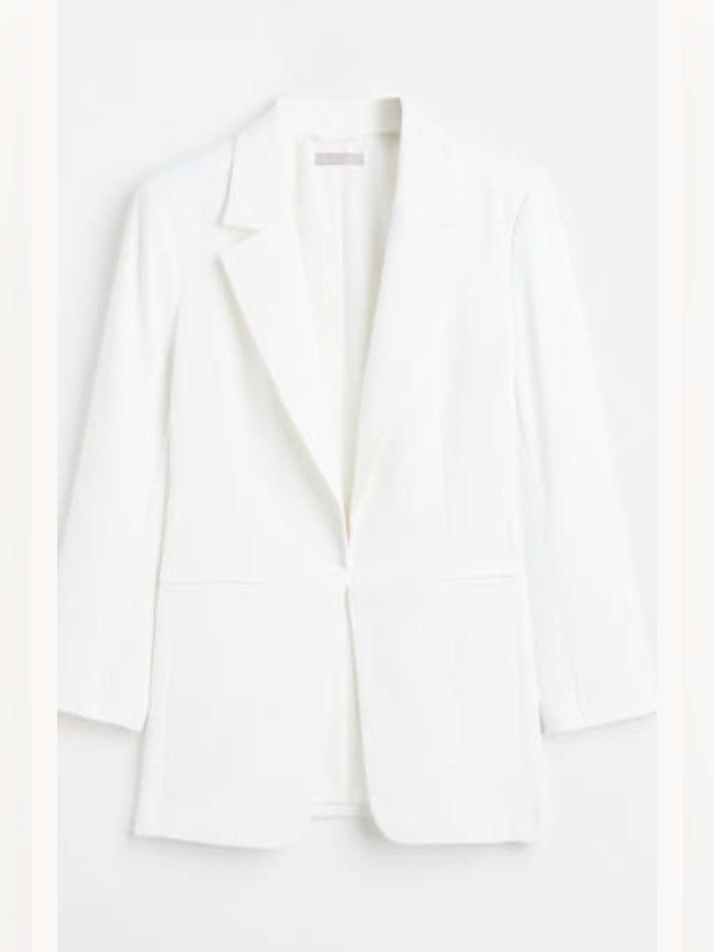 H&M White Crepe Open-Front 3/4 length Sleeve Jacket Blazer - Size L - Like New!